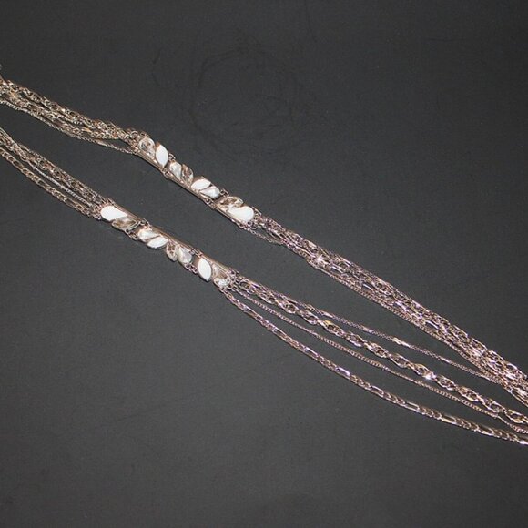 Thalia Sodi Necklace Multi-Strand Crystal Embellished 30" Statement Silver-Tone - Picture 3 of 6